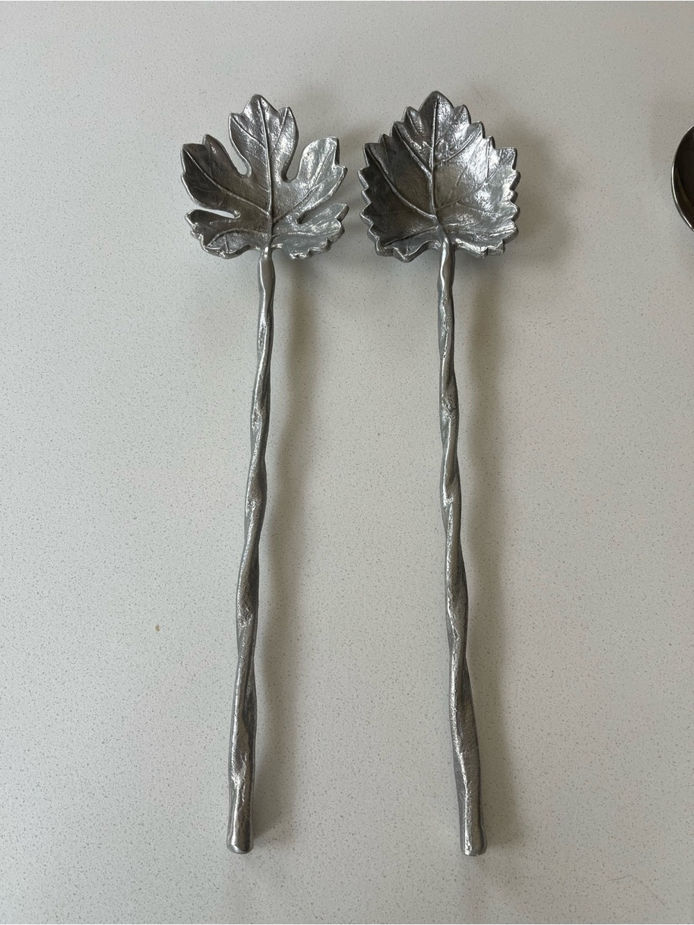Grape Leaf Vine Salad Servers aluminum silver